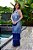 Vestido de festa longo, frente única e saias em franja em degrade - Azul Serenity - Imagem 3