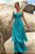 Vestidos de festa longo, tomara que caia, com franjas, decote coração - Azul Turquesa - Imagem 1