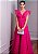 Vestido de festa longo, com detalhe na manga e decote v - Rosa Pink - Imagem 4