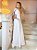 Vestido de noiva longo, em zibeline, nula manga, com recorte na cintura - Branco - Imagem 3