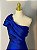 Vestido de festa midi em zibeline, nula manga com drapeado no busto - Azul Royal - Imagem 2