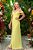 Vestido de festa longo, ombro a ombro com busto drapeado - Amarelo - Imagem 1