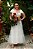 Vestido de noiva longuete, com cintura ajustada e detalhes em poá - Off White - Imagem 1