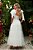 Vestido de noiva longuete, com cintura ajustada e detalhes em poá - Off White - Imagem 3