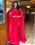 Vestido de festa longo, com drapeado no busto e tule - Vermelho - Imagem 1