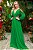 Vestido de festa longo, em decote V e pedraria -  Verde Bandeira - Imagem 1