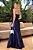 Vestido de festa longo, zibeline, tomara que caia com fenda - Azul Marinho - Imagem 3