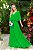 Vestido de festa longo, plissado com decote em v - Verde Bandeira - Imagem 2