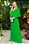 Vestido de festa longo, plissado com decote em v - Verde Bandeira - Imagem 1