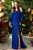 Vestido de festa longo, tomara que caia, com fenda e manga removível - Azul Royal - Imagem 1