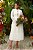 Vestido de noiva midi, em renda com manga longa e gola fechada - Off White - Imagem 1