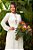 Vestido de noiva midi, em renda com manga longa e gola fechada - Off White - Imagem 2