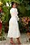 Vestido de noiva midi, em renda com manga longa e gola fechada - Off White - Imagem 3