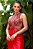 Vestido de festa longo, em zibeline com busto bordado em pedraria - Vermelho - Imagem 2