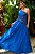 Vestido de festa longo, nula manga com bordado em pedraria - Azul Royal - Imagem 1