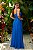 Vestido de festa longo, nula manga com bordado em pedraria - Azul Royal - Imagem 3