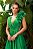 Vestido de festa longo, em zibeline com fenda e decote V - Verde Oliva - Imagem 2