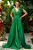 Vestido de festa longo, em zibeline com fenda e decote V - Verde Oliva - Imagem 1