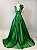 Vestido de festa longo, em zibeline com fenda e decote V - Verde Oliva - Imagem 4