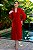 Vestido de festa midi, confeccionado em chiffon com mangas longas bufantes - Vermelho - Imagem 1