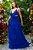 Vestido de festa longo, em tule com recorte na lateral - Azul Royal - Imagem 1