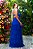 Vestido de festa longo, em tule com recorte na lateral - Azul Royal - Imagem 3