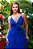 Vestido de festa longo, em tule com recorte na lateral - Azul Royal - Imagem 2