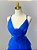 Vestido de festa longo, em tule com recorte na lateral - Azul Royal - Imagem 5
