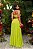 Vestido de festa longo, tomara que caia, com recortes e detalhes florais - Verde Lima - Imagem 3