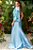 Vestido de festa longo, sereia, nula manga com bordado em pedraria - Azul Serenity - Imagem 3