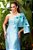 Vestido de festa longo, sereia, nula manga com bordado em pedraria - Azul Serenity - Imagem 2