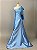 Vestido de festa longo, sereia, nula manga com bordado em pedraria - Azul Serenity - Imagem 4