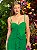 Vestido de festa longo, com alças finas e detalhes de babado caindo em cascata - Verde Bandeira - Imagem 2