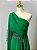 Vestido de festa longo, nula manga com capa e bordado em pedraria - Verde Bandeira - Imagem 2