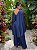 Vestido de festa longo, em lurex com brilho e capa fixa - Azul Marinho - Imagem 3