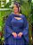 Vestido de festa longo, em lurex com brilho e capa fixa - Azul Marinho - Imagem 2