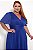 Vestido de festa longo, plissado em lurex com brilho com decote em V - Azul Royal - Imagem 5
