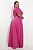 Vestido de festa longo, plissado em lurex com brilho com decote em V - Rosa Pink - Imagem 5