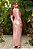 Vestido de festa longo, com detalhes torcido na cintura e fenda frontal - Rosé - Imagem 3