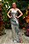 Vestido de festa longo, em paetê com decote quadrado e alças finas com fenda lateral - Prata - Imagem 1