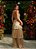 Vestido de festa longo, em lamê com decote quadrado e alças finas, com saia em babado - Dourado - Imagem 4