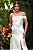 Vestido de noiva longo, nula manga em zibeline com fenda frontal - Off White - Imagem 2