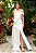 Vestido de noiva longo, nula manga em zibeline com fenda frontal - Off White - Imagem 1