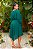 Vestido de festa midi, com manga longa e saia fluida com faixa fixa - Verde Esmeralda - Imagem 3