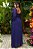 Vestido de festa longo, plissado em manga longa - Azul Marinho - Imagem 3
