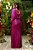 Vestido de festa longo plus size,  em paetê com fenda - Roxo - Imagem 3