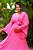 Vestido de festa longo, plissado com decote em V e flor removível - Rosa Pink - Imagem 2