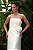 Vestido de noiva longo, tomara que caia, drapeado no busto e detalhe floral - Branco - Imagem 2