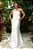 Vestido de noiva longo, tomara que caia, drapeado no busto e detalhe floral - Branco - Imagem 1