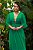 Vestido de festa longo, com bordado em pedraria e decote V - Verde Bandeira - Imagem 2